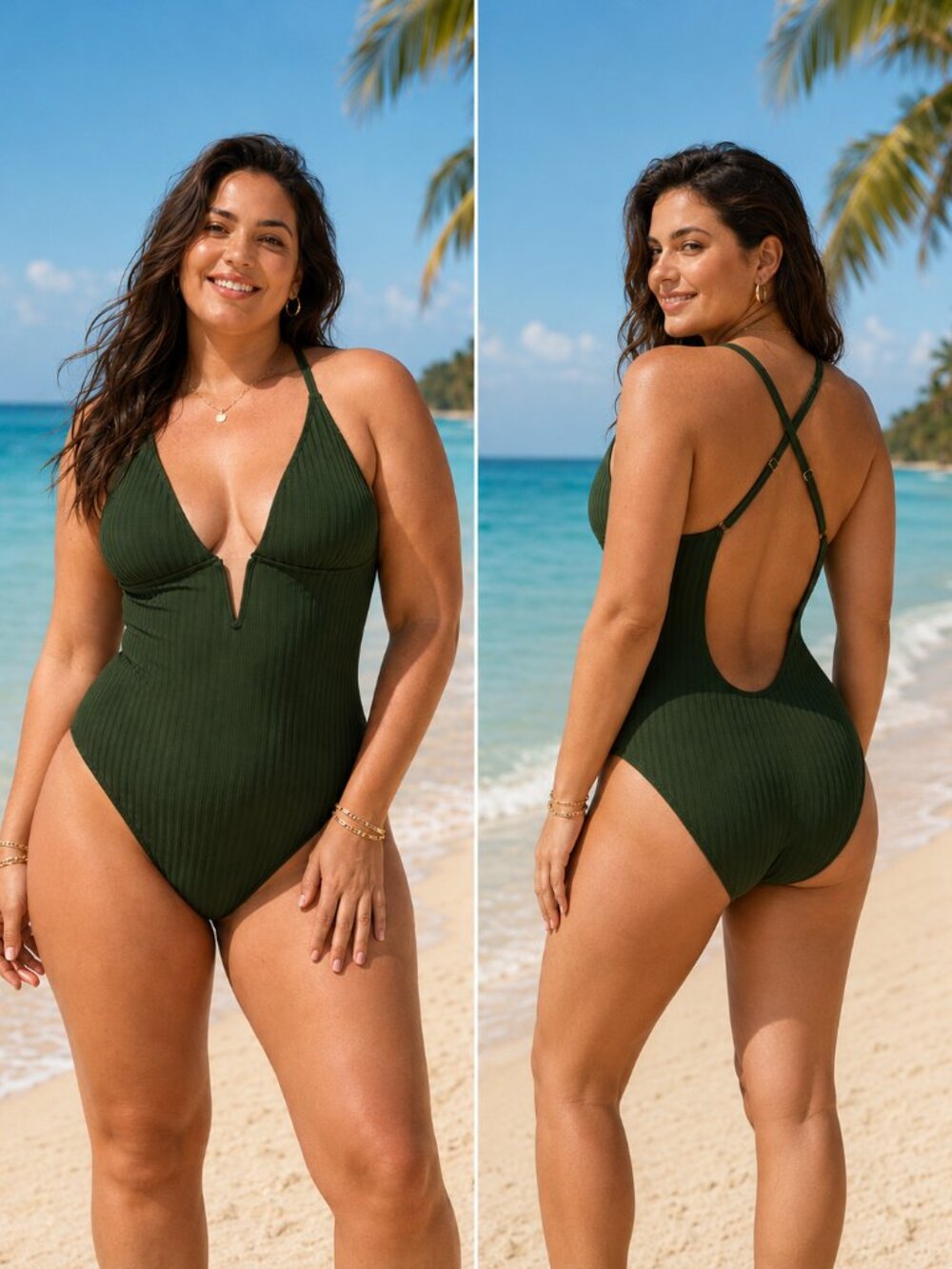 Shade & Shore • large • swimsuit •‎ hunter green • like new • A-1761